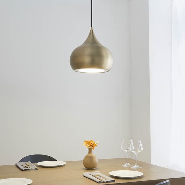 Pendellampe moderne mat messing designer dråbe LED 19W BROSNAN Endon