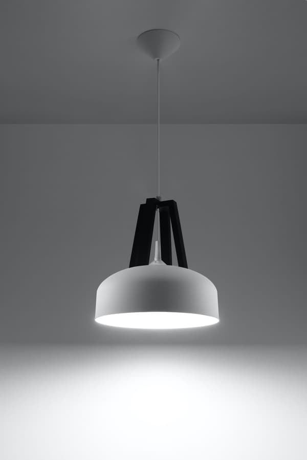 CASCO Pendellampe Hvid/Sort Træ Sollux Lighting SL.0387