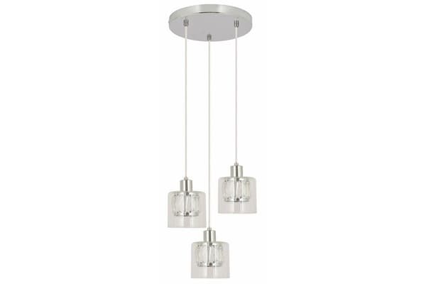 Rund krom pendellampe 3 glaskuplere Elmo 3xE14 40W REA338803-06 Reality