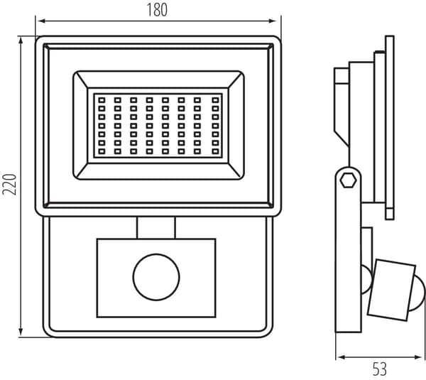 LED halogenprojektør med sensor 50W IP44 neutral Miledo