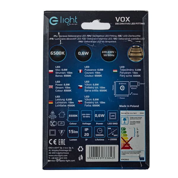 Trappbelysning 1x0.6W LED VOX EKS3843 Eko-Light