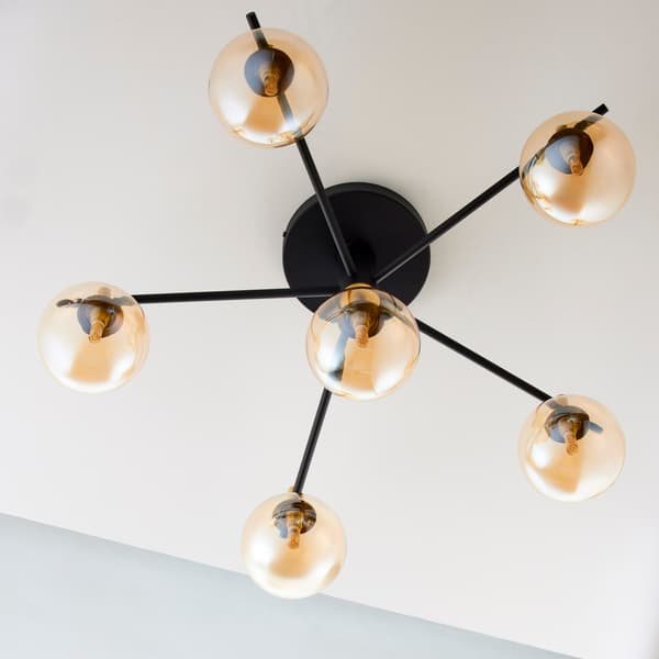 Loftlampe moderne sort-guld glaskugler rav 6xG9 14W FIGARO Jupiter