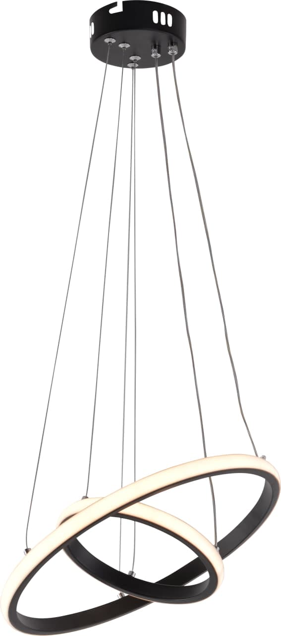 Moderne sort pendellampe med to LED-ringe 58W Vargo
