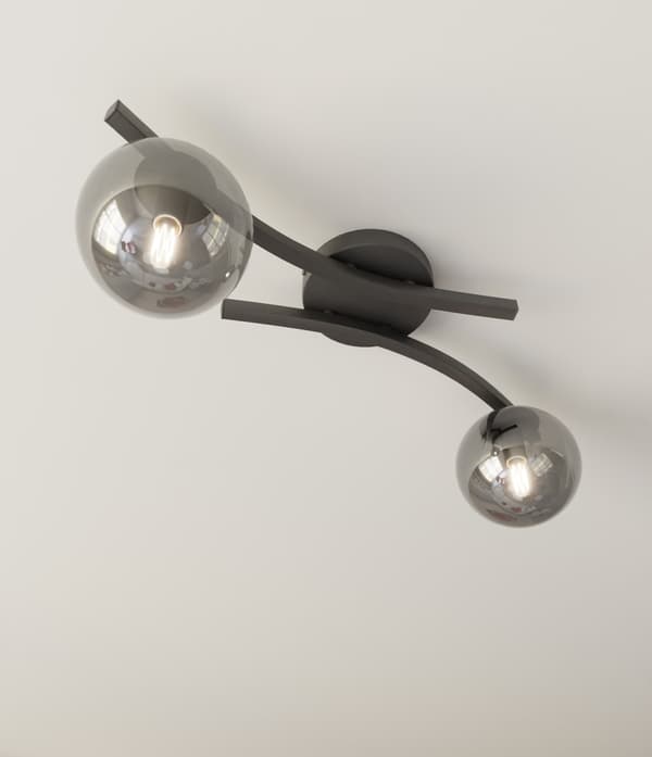 Loftlampe moderne sort-grafit kugler 2xE14 10W OPUS Emibig