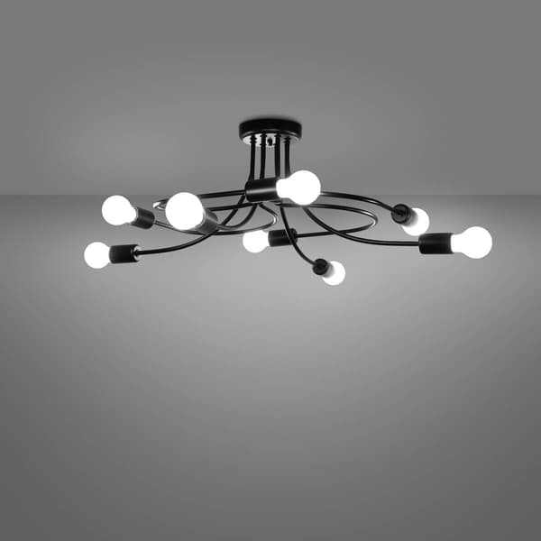 Industriel loftlampe, ottepunkts, sort LEVAR 8xE27 15W SL.1457 Sollux Lighting