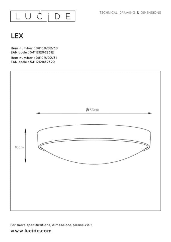 LOFTLAMPE PLAFOND Lucide E27 40W LEX 08109/02/31