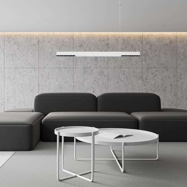 Moderne hvid lineær pendel/loftlampe 120 cm variabel farve LED 47W CALI Light Prestige