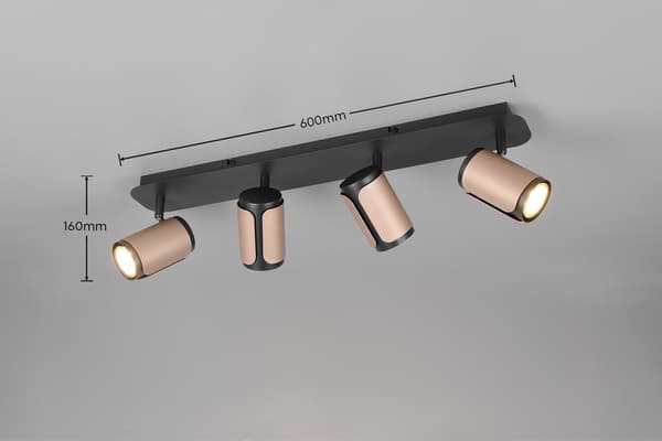 Loftlampe moderne kaffe-sort rektangulær firedobbelt dekorative rør 4xGU10 10W GILLAN Trio