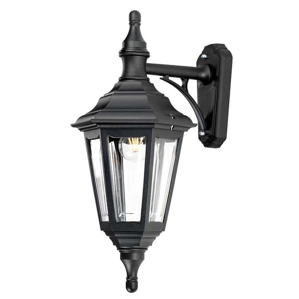 Klassisk svart E27 60W Kinsale Elstead utomhusvägglampa