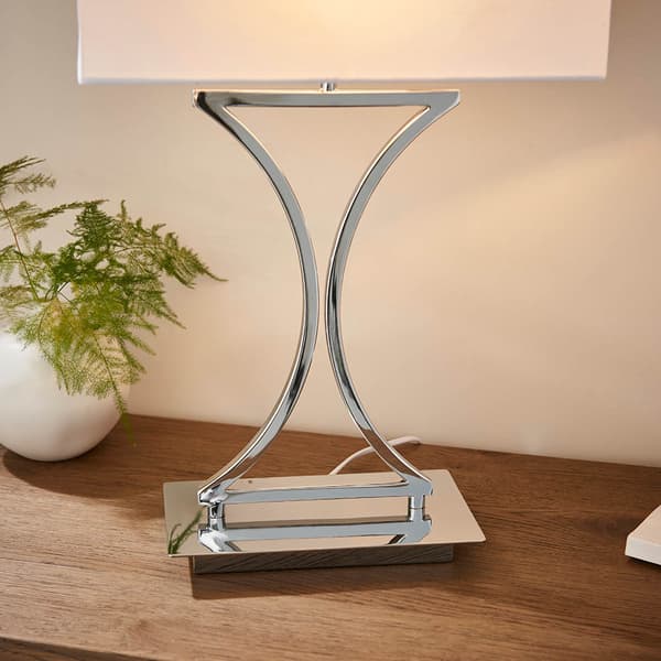 Designer bordlampe med skærm forkromet dekorativ krop 1xE14 60W EPALLE Endon