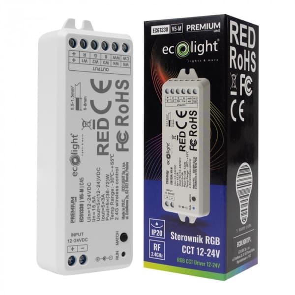 LED-strip controller V5-M RF RGB+CCT 15A 12-24V Ecolight