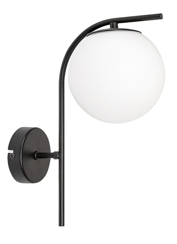 Væglampe glaskugle E27 sort Ghita 71139 Rabalux
