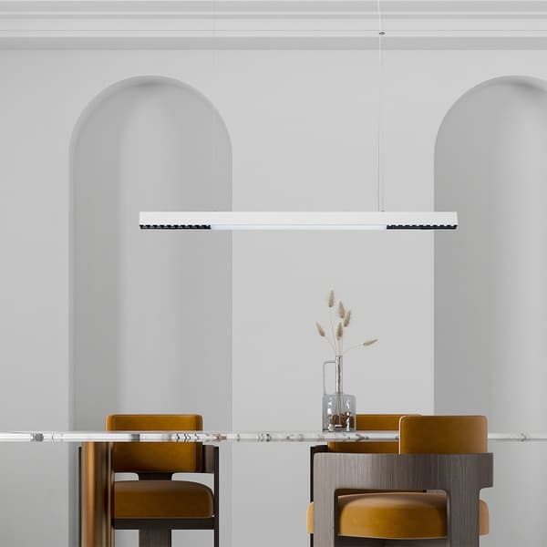 Moderne hvid lineær pendel/loftlampe 120 cm variabel farve LED 47W CALI Light Prestige