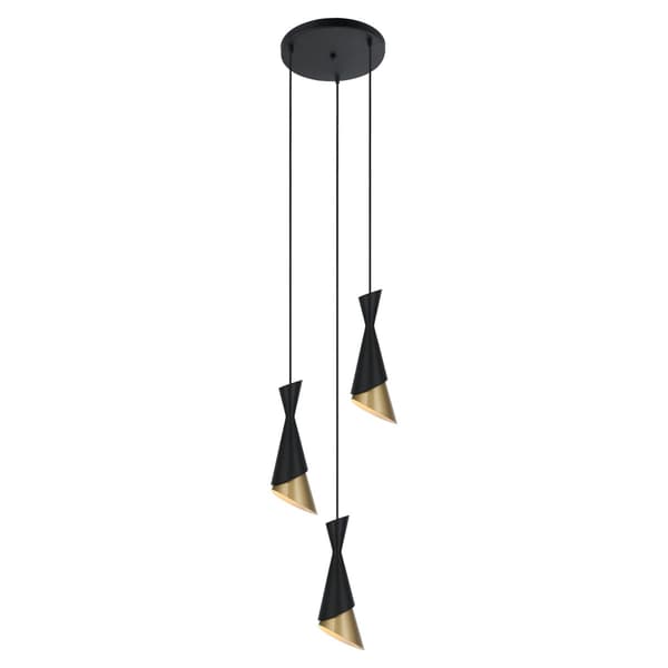 Italux Malia moderne sort lysekrone PND-85949-3 BK+GD