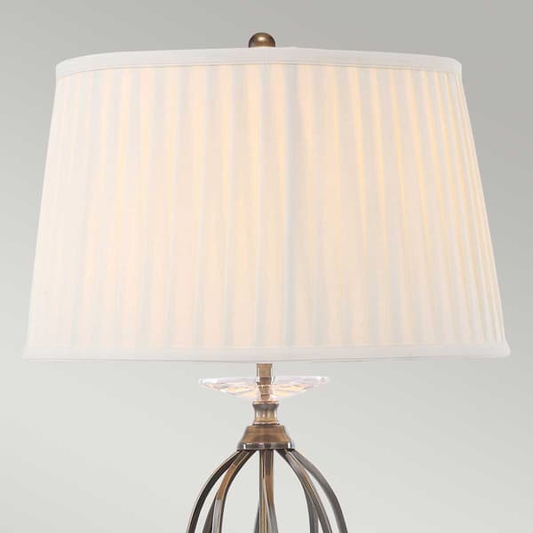 Klassisk messing bordlampe med hvid skærm Aegean E27 60W Elstead