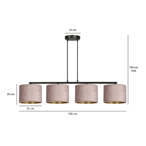 Lysekrone Emibig 4xE27 60W HILDE 4 BL ROSE 1053/4