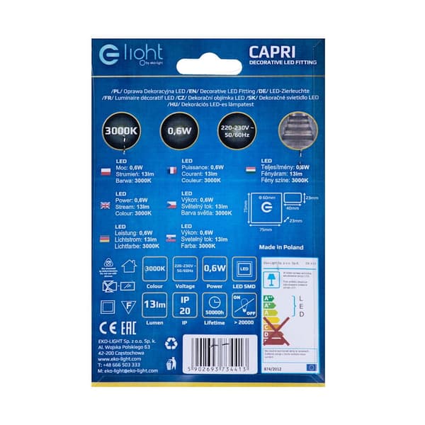 Trappbelysning 1x0.6W LED CAPRI EKS4413 Eko-Light