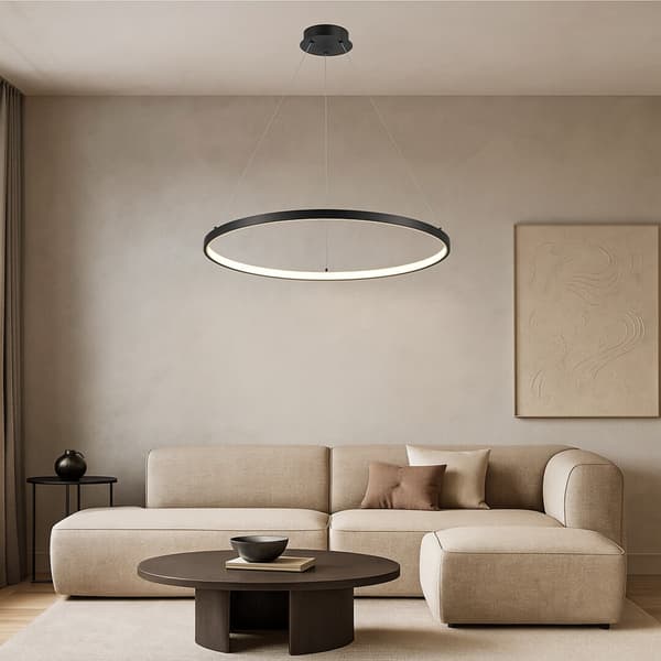 Moderne sort LED ring pendellampe 55W Beliza Rabalux