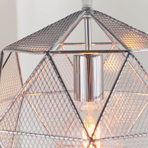 Pendellampe designer geometrisk forkromet net 1xE27 60W ARMOUR Endon
