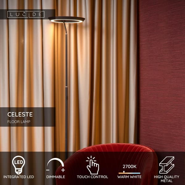 Gulvlampe moderne sort lysskive LED 20W CELESTE Lucide