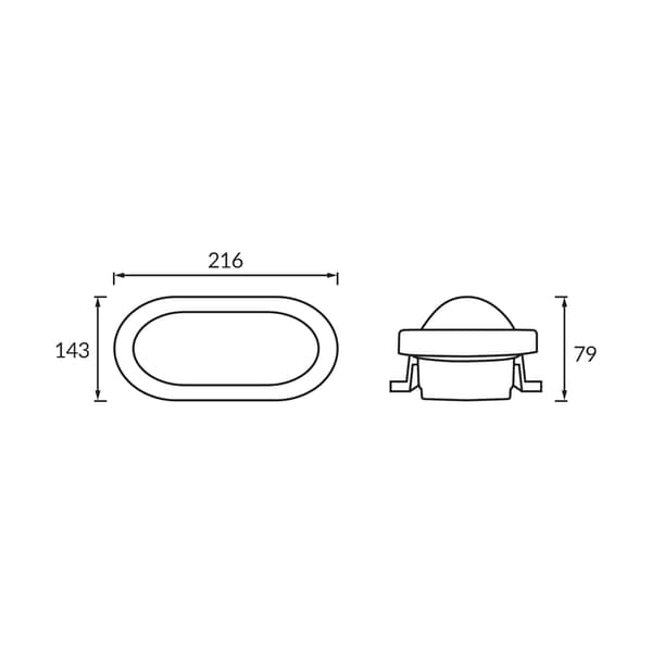 Struhm TANGO hermetisk vit oval LED-taklampa 12W IP65