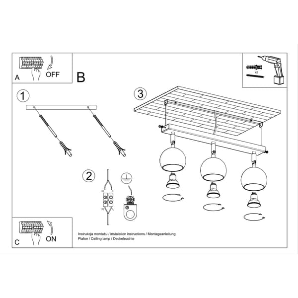 FOKUMO 3 Sort loftlampe Pure Lume PU.0445