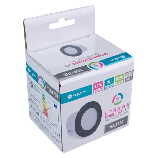 LED trappelys 1.2W rund Ø7.8cm mat sort DPM