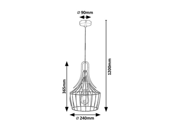 Industriel pendellampe E27 1x40W mat sort 4925 Parov Rabalux