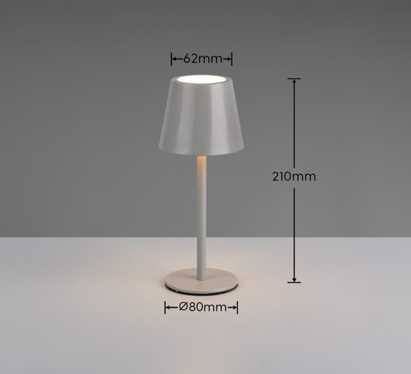 Bordlampe moderne grå-sort trådløs konisk skærm IP44 LED 1.6W DIAZ RL