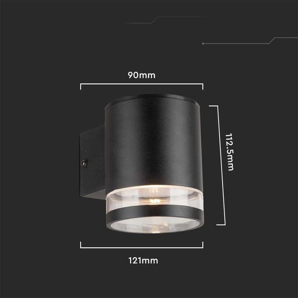 V-TAC IP54 VT-1139-23012 sort udendørs solcelle væglampe