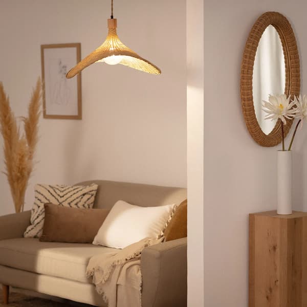 Boho Pendellampe Bambus Hat Abruzzo Isabella 40cm E27