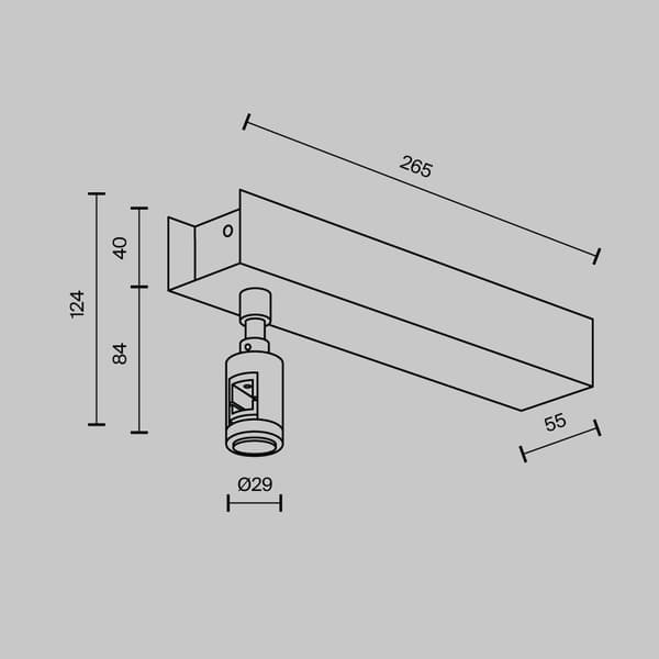 Rektangulær loftbase med strømindgang til skinnesystem messing FLARITY Maytoni Technical