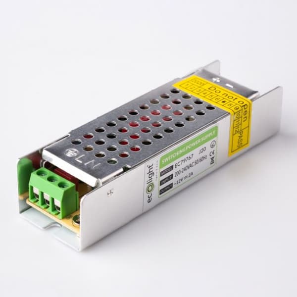 LED-virtalähde 25W 12V 2A IP20 SLIM 100x30x21 Ecolight EC79767
