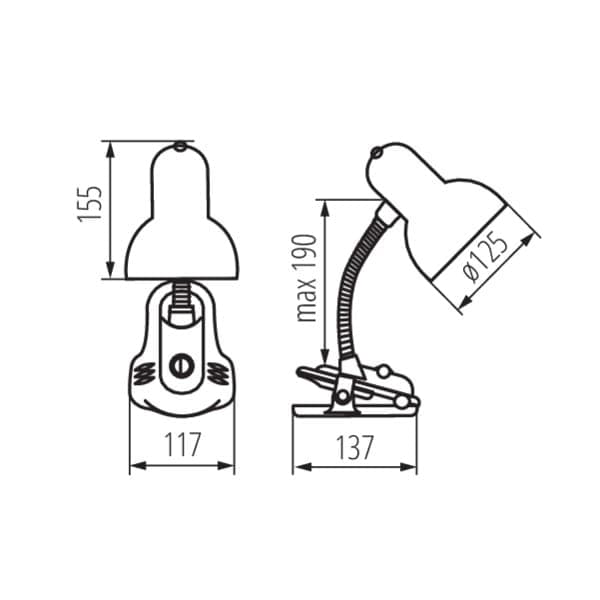 Skrivebordslampe skole sort SUZI Kanlux 7151
