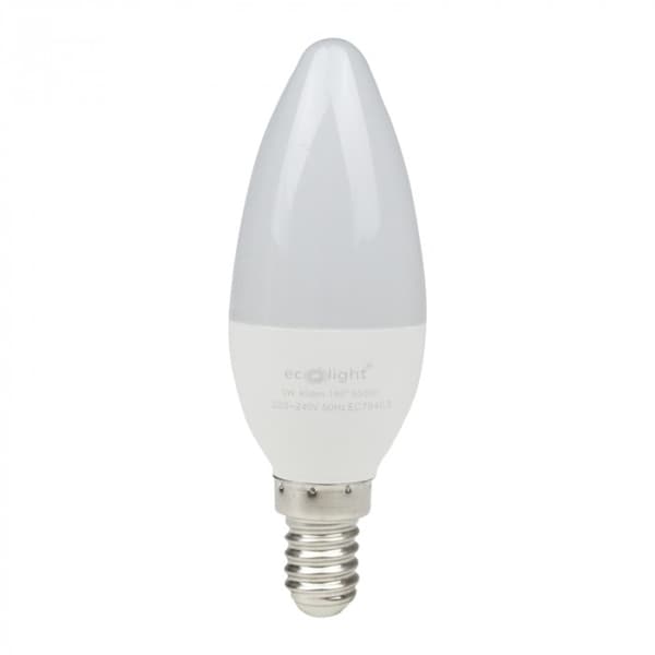 Välkkymätön LED-kynttilälamppu E14 5W 6500K 450lm Ecolight
