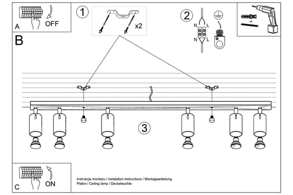 Kattovalaisin RING 6L Harmaa Sollux Lighting SL.0454