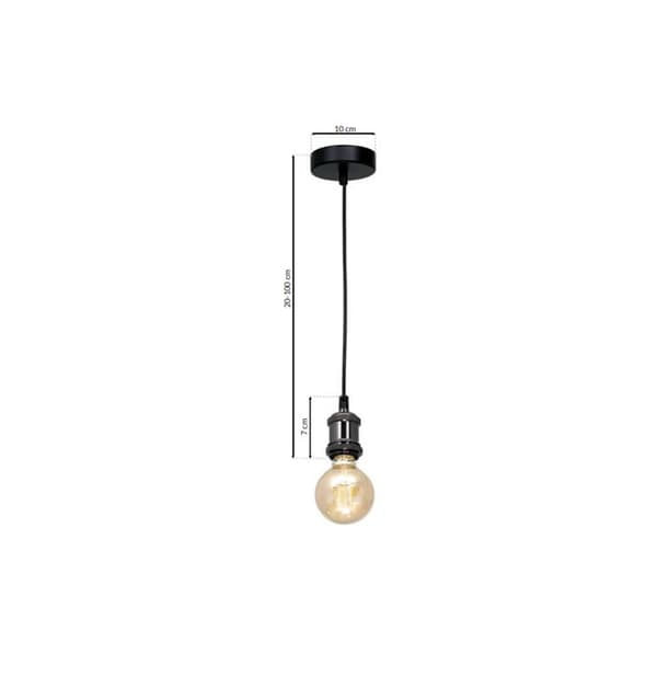 Industriel sort pendellampe med messingelement 1xE27 60W EDISON Milagro