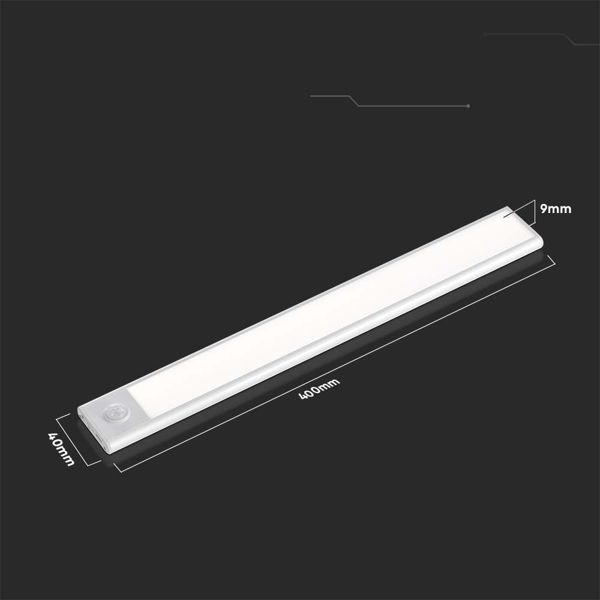 V-TAC 2W LED Underskåpsbelysning Silver Rörelsesensor USB-laddning 40cm VT-8142 varmvit 160lm
