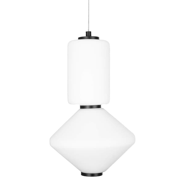 Sort pendel 2 hvide geometriske skærme AKIKO LED 16W P0467 Maxlight