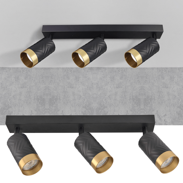 Væg- og loftlampe 3 sort-guld GU10 ARRAS 323552 Polux