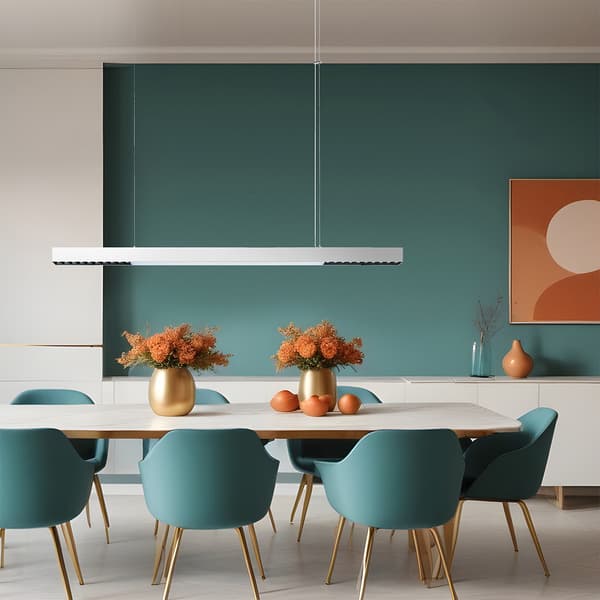 Moderne hvid lineær pendel/loftlampe 120 cm variabel farve LED 47W CALI Light Prestige