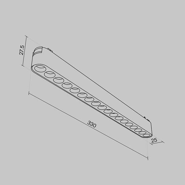 1-faset skinnespot sort lineær LED 16W 3000K POINTS Maytoni Technical