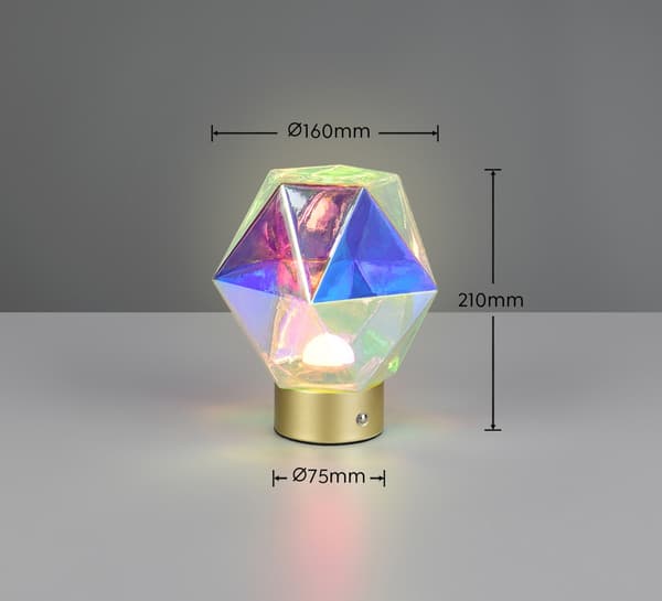 Dekorativ bordlampe guld iriserende diamant USB-C switch LED 2W STAVRO RL