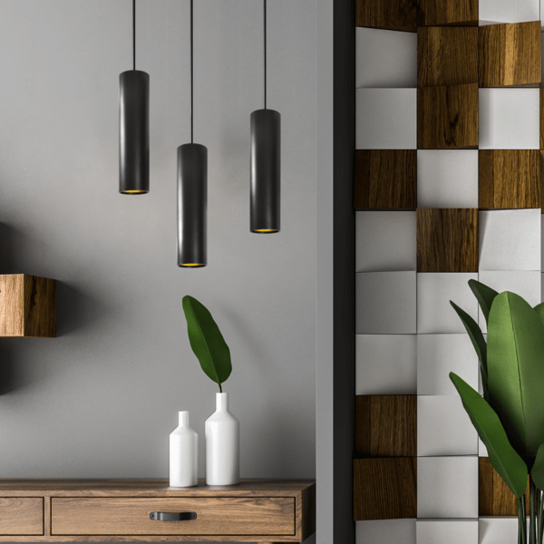 Pendellampe sorte rør 3xGU10 LATI 307583 Polux