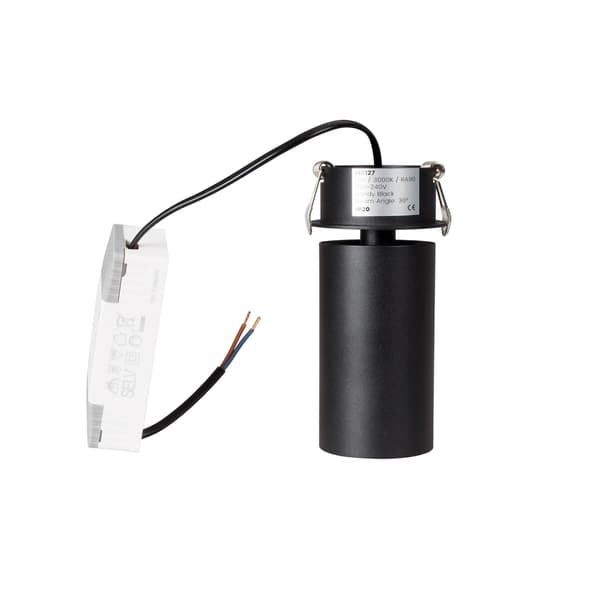 Indbygningsspot rør sort rund LED 9W varm HALO Maxlight