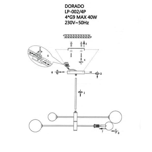 Dorado 4xG9 sort pendel LP-002/4P BK Light Prestige