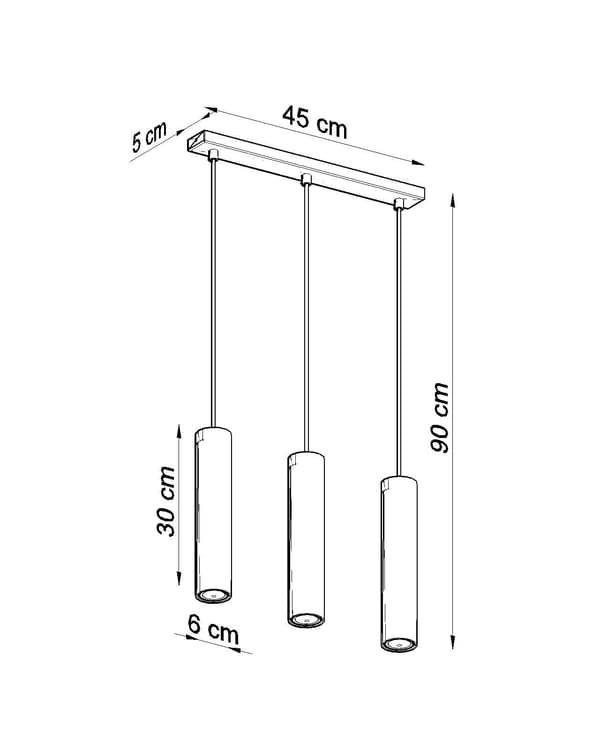 Lysekrone LAGOS 3 Sort Sollux Lighting SL.0329