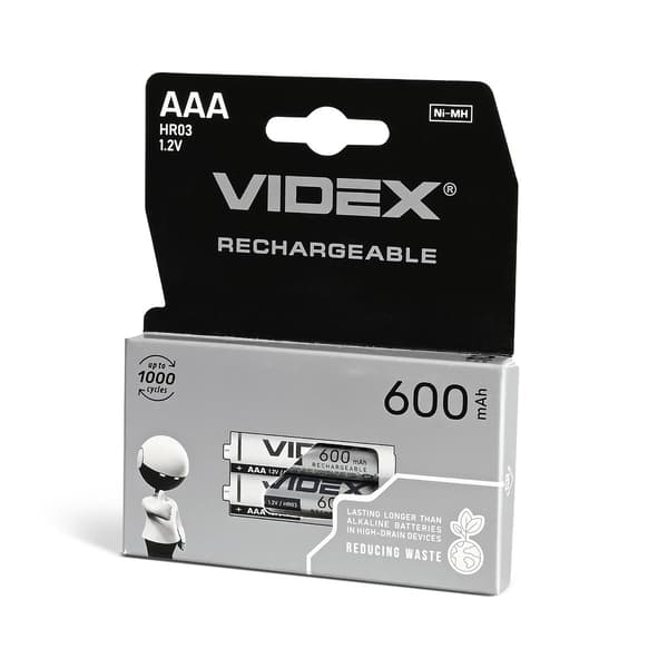 2 st. Nickel-metallhydridbatteri Videx-set 1.2V 600mAh HR03