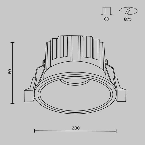 Indbygningsspot rund sort 910lm LED 12W Round Maytoni