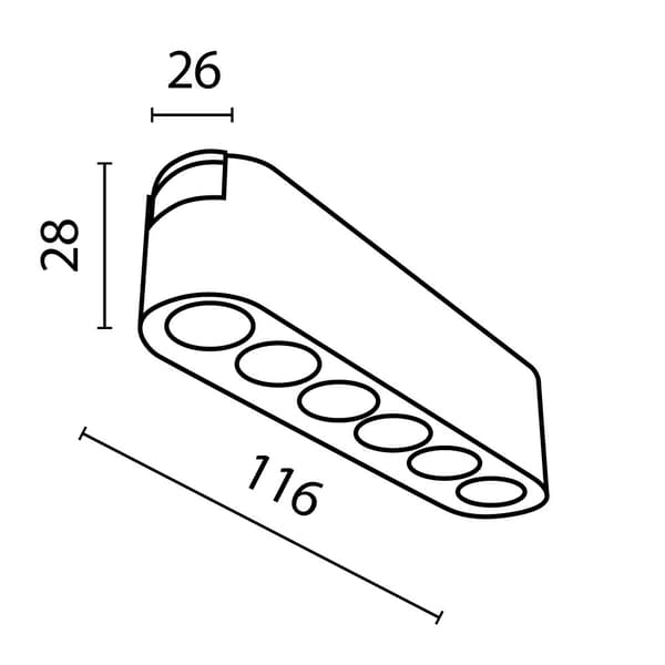 1-faset skinnespot hvid lineær LED 6W 3000K POINTS Maytoni Technical